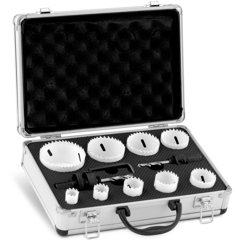 Dviejų metalų grąžtų rinkinys su adapteriais 12 vnt + Dėklas
