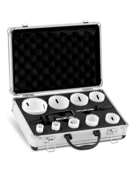 Dviejų metalų grąžtų rinkinys su adapteriais 12 vnt + Dėklas Dviejų metalų grąžtų rinkinys su adapteriais 12 vnt + Dėklas