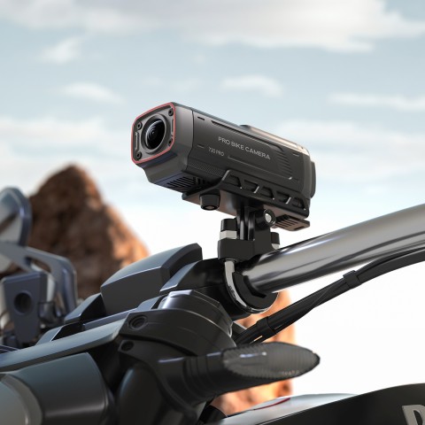 
4K sportinė kamera vaizdo įrašymo įrenginiui, skirta motociklui su vairu ir motociklui „730Pro“ – juoda

