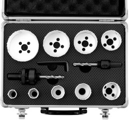 Dviejų metalų grąžtų rinkinys su adapteriais 12 vnt + Dėklas