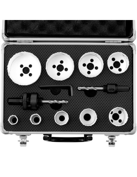 Dviejų metalų grąžtų rinkinys su adapteriais 12 vnt + Dėklas Dviejų metalų grąžtų rinkinys su adapteriais 12 vnt + Dėklas