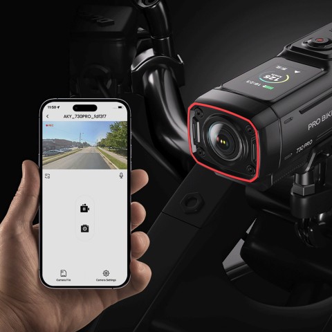 
4K sportinė kamera vaizdo įrašymo įrenginiui, skirta motociklui su vairu ir motociklui „730Pro“ – juoda
