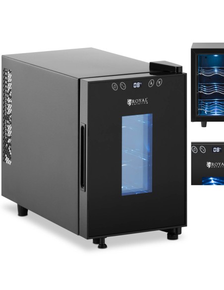 Vyno gaminimo šaldytuvas vyno šaldytuvas 6 buteliams LED 17 l juodas