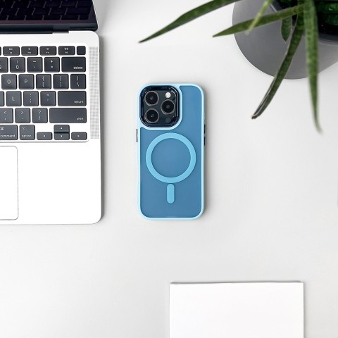 
„iPhone 16“ dėklas su magnetine kolekcija „MagSafe“ – šviesiai mėlynas
