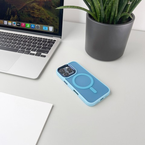 
„iPhone 16“ dėklas su magnetine kolekcija „MagSafe“ – šviesiai mėlynas
