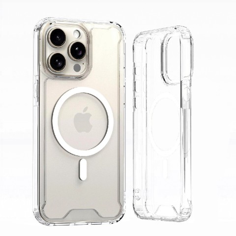 
„iPhone 16 Pro“ skaidrus kampinis dėklas „MagSafe“ – permatomas
