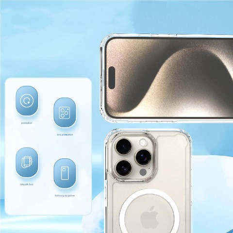 
„iPhone 16 Pro“ skaidrus kampinis dėklas „MagSafe“ – permatomas
