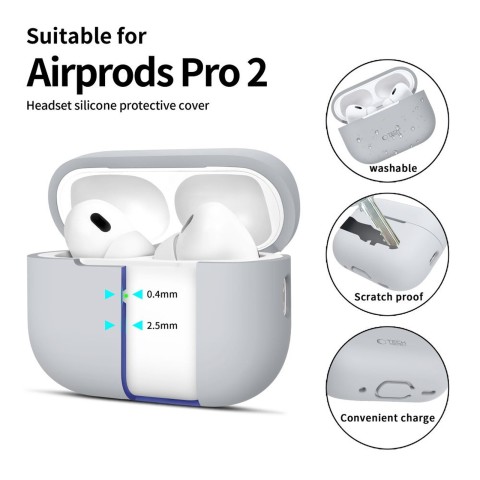 
„Apple AirPods Pro 1/ 2“ silikoninis dėklas – pilkas
