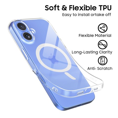 
„iPhone 16 FlexAir MagSafe“ dėklas – permatomas
