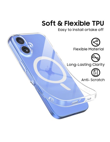 
„iPhone 16 FlexAir MagSafe“ dėklas – permatomas
