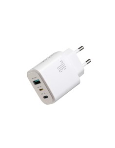 
JR-TG6 GaN 30W USB-A USB-C USB-L sieninis įkroviklis – baltas
