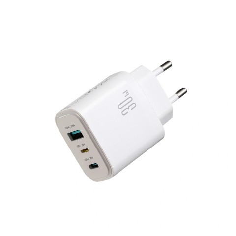 
JR-TG6 GaN 30W USB-A USB-C USB-L sieninis įkroviklis – baltas
