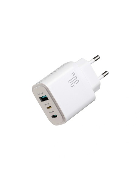 
JR-TG6 GaN 30W USB-A USB-C USB-L sieninis įkroviklis – baltas
