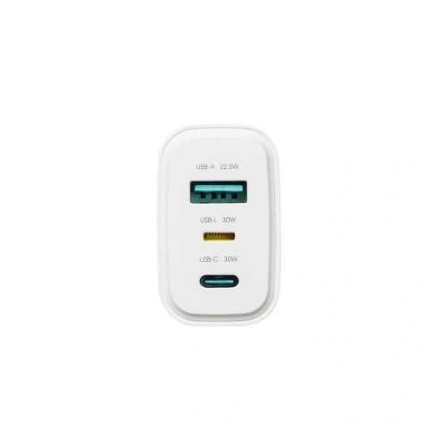 
JR-TG6 GaN 30W USB-A USB-C USB-L sieninis įkroviklis – baltas
