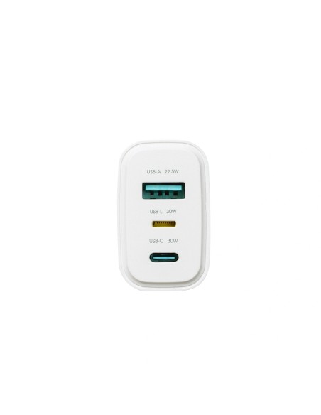 
JR-TG6 GaN 30W USB-A USB-C USB-L sieninis įkroviklis – baltas
