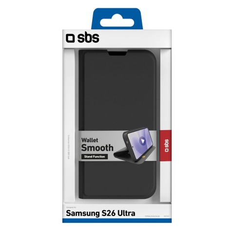
Samsung Galaxy S26 Ultra dėklas su pinigine ir atverčiamu dangteliu – juodas
