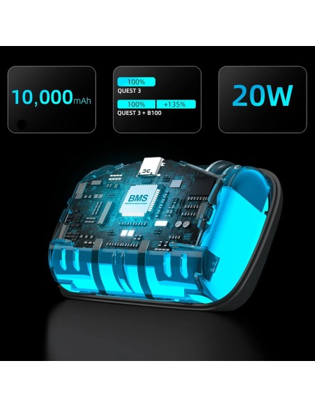 
Išorinė „B100“ baterija, skirta „Meta Quest S3 Pro“ ir „E3 Pro“ – balta
