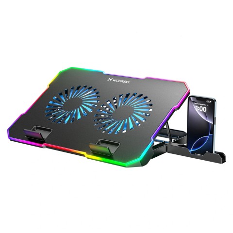 
Žaidimų nešiojamojo kompiuterio aušinimo kilimėlis su RGB telefono laikikliu - juodas
