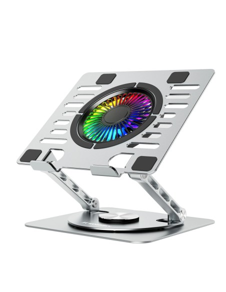 
Aušinimo stovas nešiojamam kompiuteriui su 360 laipsnių sukimosi funkcija RGB - sidabrinis
