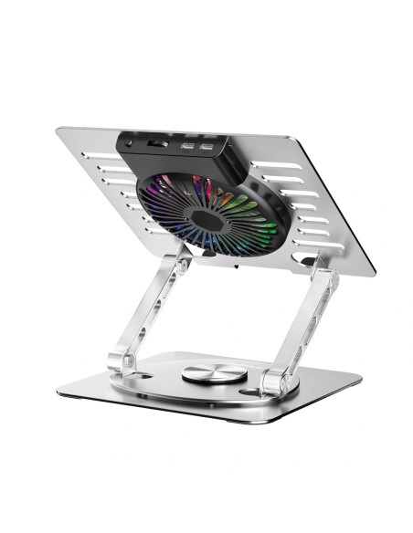 
Aušinimo stovas nešiojamam kompiuteriui su 360 laipsnių sukimosi funkcija RGB - sidabrinis
