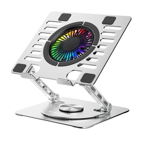 
Aušinimo stovas nešiojamam kompiuteriui su 360 laipsnių sukimosi funkcija RGB - sidabrinis
