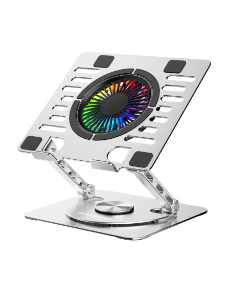 
Aušinimo stovas nešiojamam kompiuteriui su 360 laipsnių sukimosi funkcija RGB - sidabrinis
