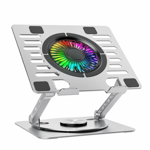 
Aušinimo stovas nešiojamam kompiuteriui su 360 laipsnių sukimosi funkcija RGB - sidabrinis
