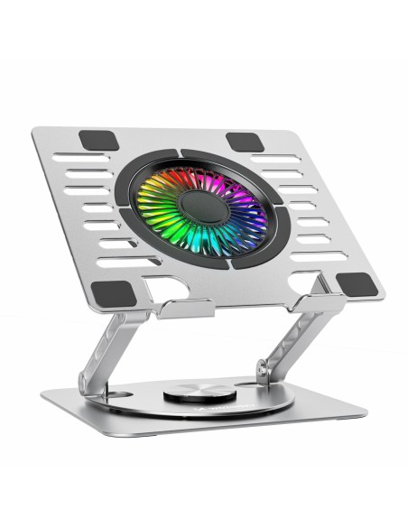 
Aušinimo stovas nešiojamam kompiuteriui su 360 laipsnių sukimosi funkcija RGB - sidabrinis
