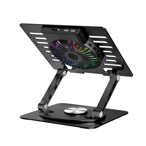 
Aušinimo stovas nešiojamam kompiuteriui su 360 laipsnių sukimosi funkcija RGB - juodas
