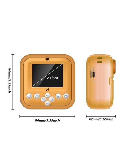 
Terminis spausdintuvas kamerai vaikams, žaidimų kamerai - oranžinė
