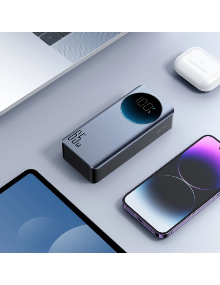 
Nešiojamoji baterija 30000mAh USB-A USB-C su ekranu 65W - juoda
