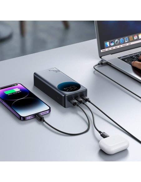 
Nešiojamoji baterija 30000mAh USB-A USB-C su ekranu 65W - juoda
