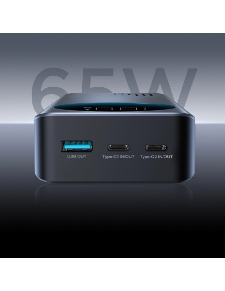 
Nešiojamoji baterija 30000mAh USB-A USB-C su ekranu 65W - juoda
