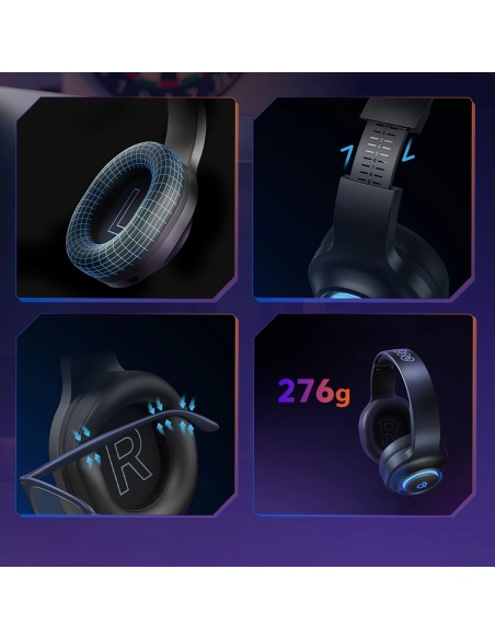 
Žaidimų ausinės su 7.1 garsu, nuimamu mikrofonu, 3 prijungimo režimais - juodos
