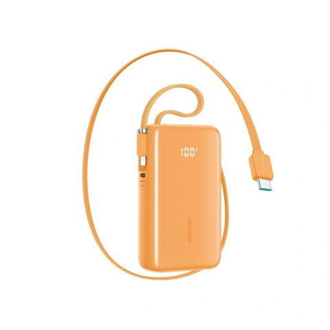 
10000mAh išorinė baterija su integruotu USB-C „iPhone“ „Lightning“ laidu, 35W – oranžinė
