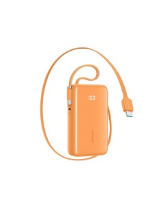 
10000mAh išorinė baterija su integruotu USB-C laidu, 35W – oranžinė
