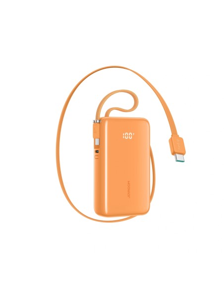 
10000mAh išorinė baterija su integruotu USB-C laidu, 35W – oranžinė
