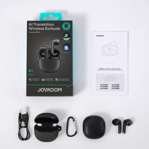 
Belaidės „Bluetooth TWS“ ausinės su dirbtiniu intelektu – juodos
