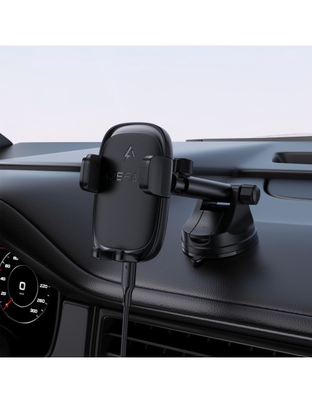 
Automobilinis laikiklis su belaidžiu išmaniojo telefono įkrovikliu, skirtas prietaisų skydeliui - juodas
