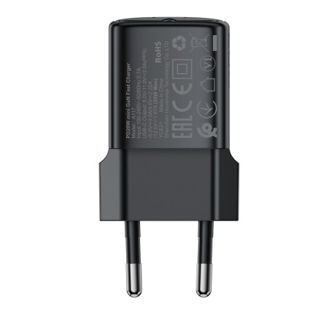 
USB-C GaN PD 20W sieninis įkroviklis – juodas
