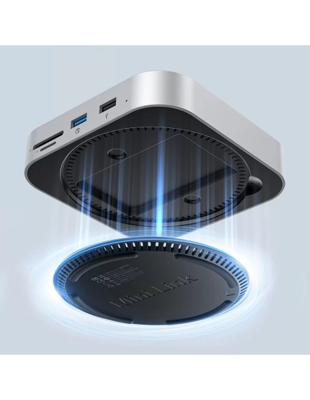 
9 viename prijungimo stotelė USB-A USB-C RJ45 SD TF mini lizdas - sidabrinė
