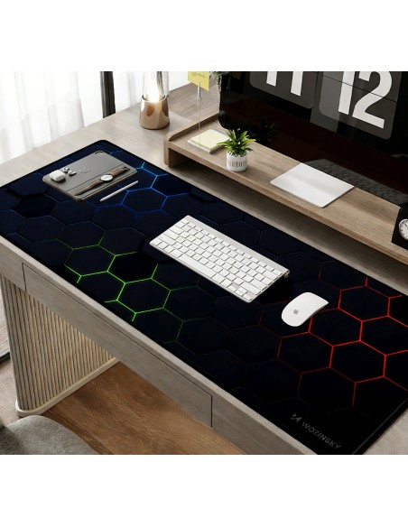 
Vandeniui atsparus žaidimų stalo kilimėlis 800x300 mm - juodi šešiakampiai

