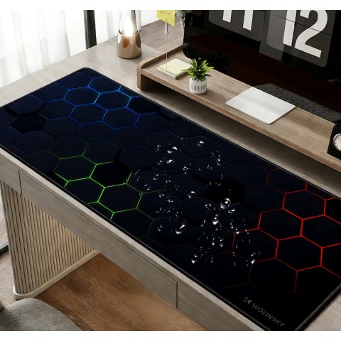 
Vandeniui atsparus žaidimų stalo kilimėlis 800x300 mm - juodi šešiakampiai
