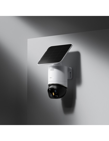 
360 laipsnių lauko kamera su saulės baterijomis, 4K, 8MP, 2,4 GHz, WiFi, 13000 mAh – balta
