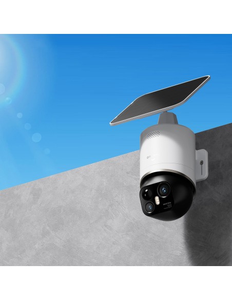 
360 laipsnių lauko kamera su saulės baterijomis, 4K, 8MP, 2,4 GHz, WiFi, 13000 mAh – balta
