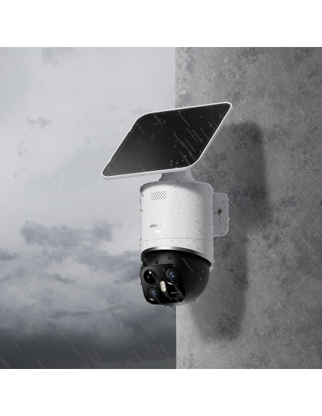 
360 laipsnių lauko kamera su saulės baterijomis, 4K, 8MP, 2,4 GHz, WiFi, 13000 mAh – balta

