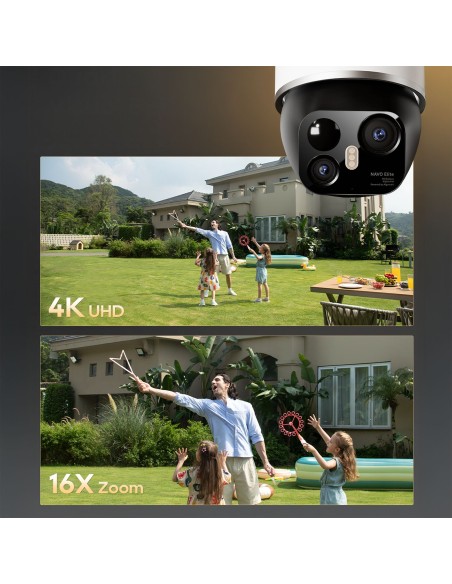 
360 laipsnių lauko kamera su saulės baterijomis, 4K, 8MP, 2,4 GHz, WiFi, 13000 mAh – balta
