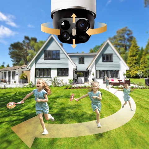 
360 laipsnių lauko kamera su saulės baterijomis, 4K, 8MP, 2,4 GHz, WiFi, 13000 mAh – balta
