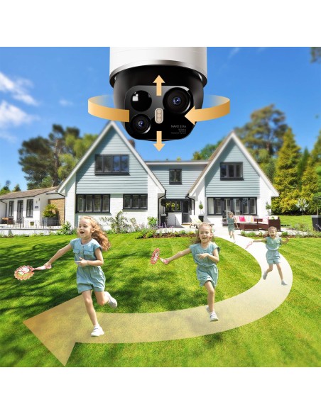 
360 laipsnių lauko kamera su saulės baterijomis, 4K, 8MP, 2,4 GHz, WiFi, 13000 mAh – balta
