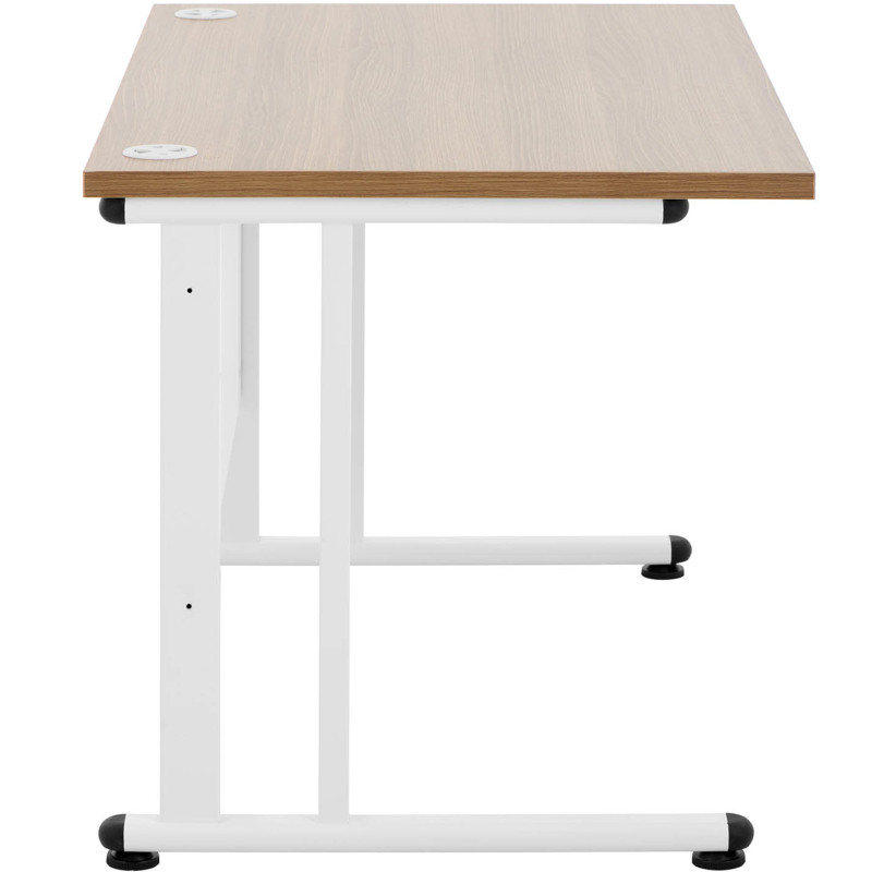 Kompiuterio stalas ant metalinio rėmo 120 x 73 cm rudos ir baltos spalvos